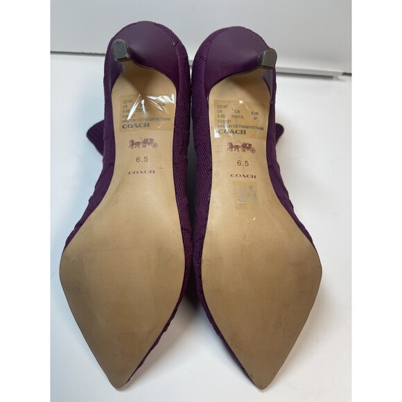 Coach Jade Signature Logo Knit Stretch Sock Bootie In Deep Berry Sz 6.5 New - Picture 7 of 10